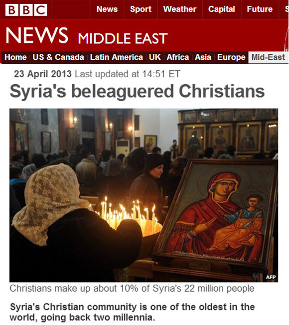 The war in Syria has resulted in the persecution of Christians by groups paid for, and armed by the US government.