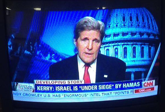 The conflict in Palestine, as seen through the Jewish goggles of John Kerry-Cohen and the Jewish Supremacist-controlled mass media.