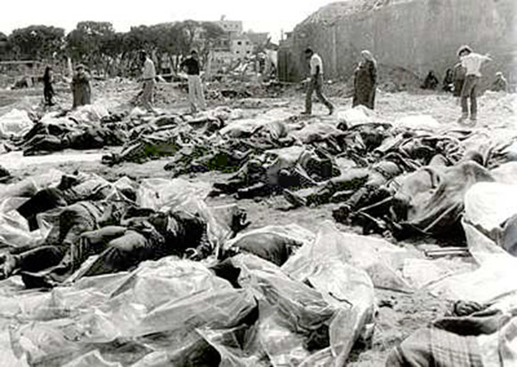 The Deir Yassin massacre. Today  Israel's "Holocaust" memorial Yad Vahsem, overlooks the site.