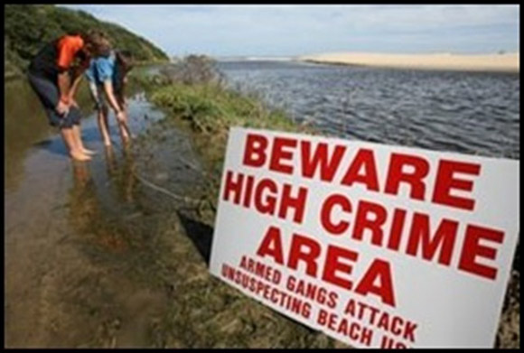 HighCrimeAreaWarningSignSaBeach