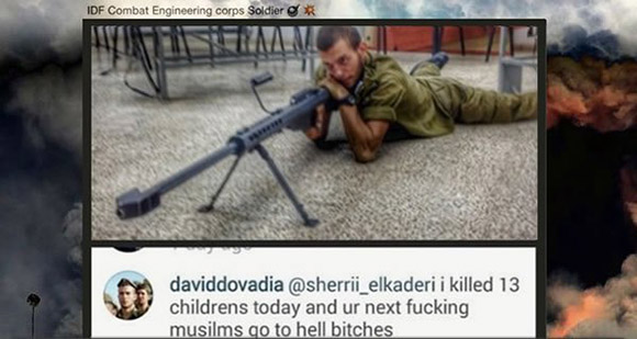 Imagine if a Palestinian had posted up this on Twitter... the world's media would be screaming "incitement."  But a Jewish Supremacist can do it, and no-one will even know...