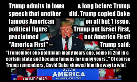 Dr Duke & Dr Slattery -Trump Implies he is heir to David Duke’s America First Movement! & MSNBC points out that Carlson also inherits the legacy of David Duke on White Replacement!!