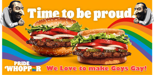 Duke & Collett – Burger King (Queen?} Inserts Jewish Globo Homo/Anal Pride Burger into Menu!  & The Jewish Unprovoked War Forced on Russia Backfires on Jews!