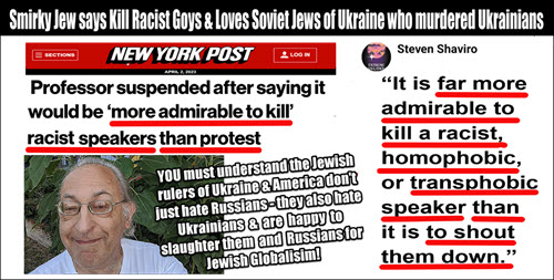 Jew Prof promotes killing racist, homophobe or Anti-Semitic Speakers & Loves Jew Soviet-Era Killers!